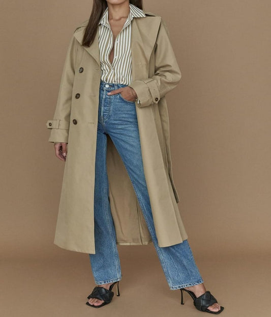 Classic Double-Breasted Extended Trench Coat