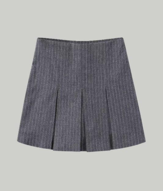 Striped Box Pleat Shorts