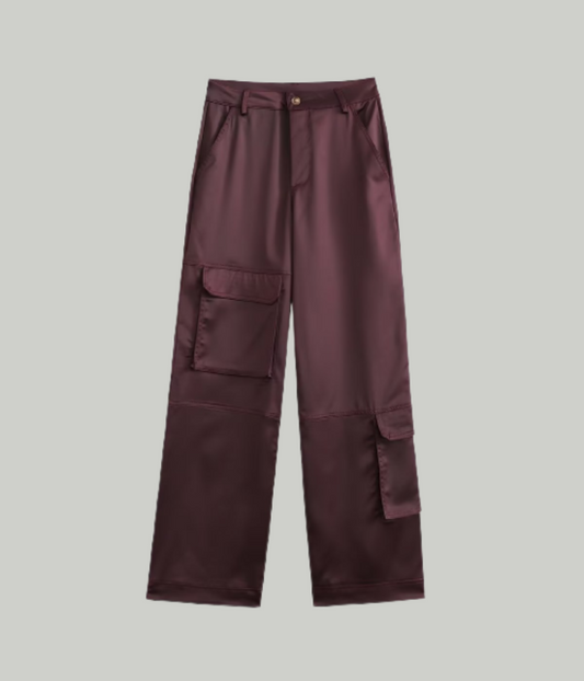 Silk Satin Cargo Pants