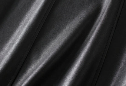 A-line Leather Hong Kong Skirt