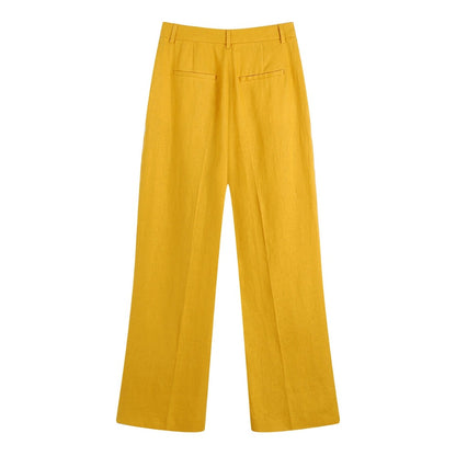 Summer Retro High Waist Yellow Trousers