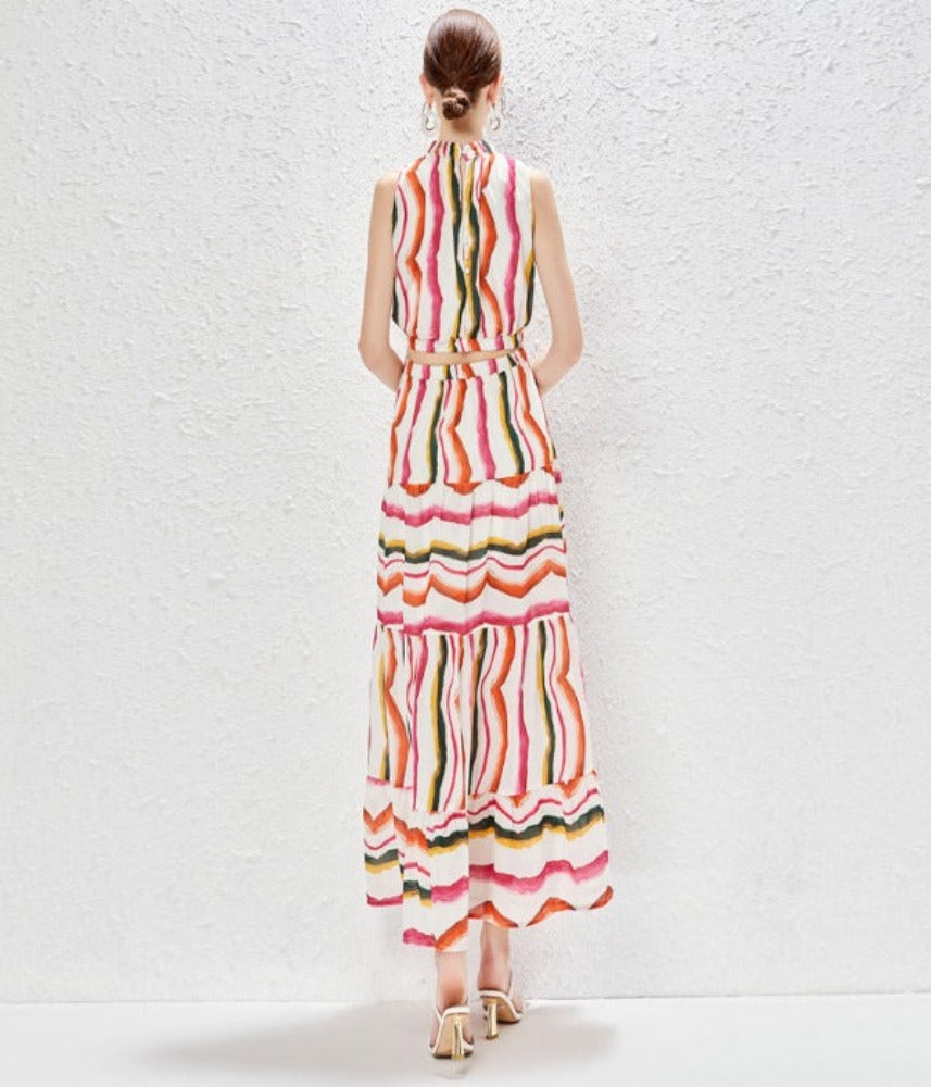 A-Line Striped Maxi Dress