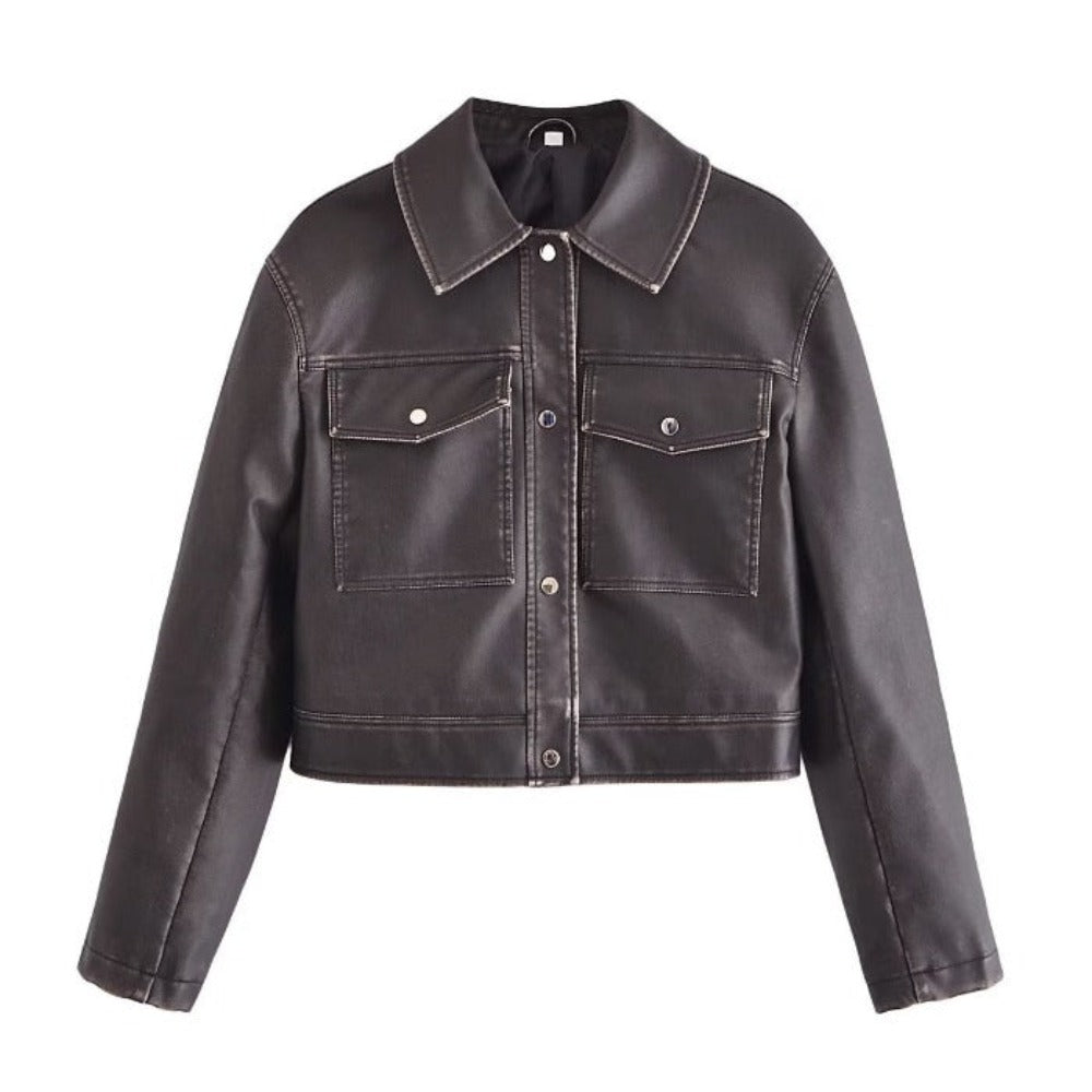 Classic Faux Leather Short Jacket