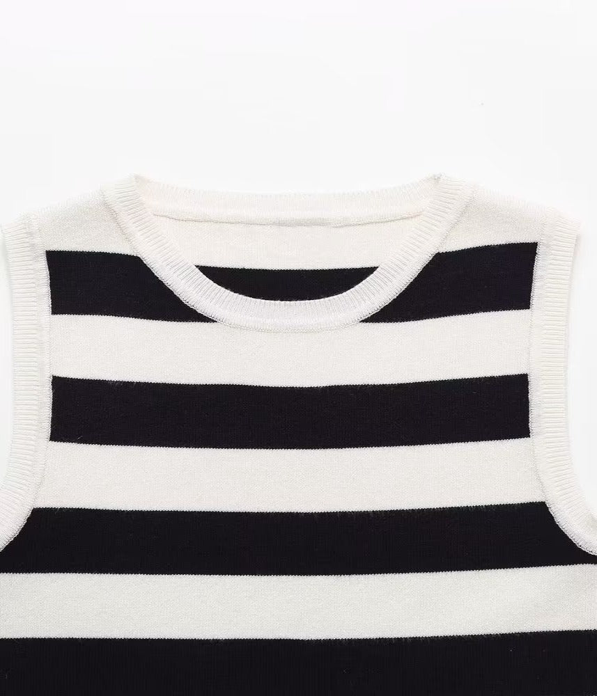 Striped Knitted Cropped Top