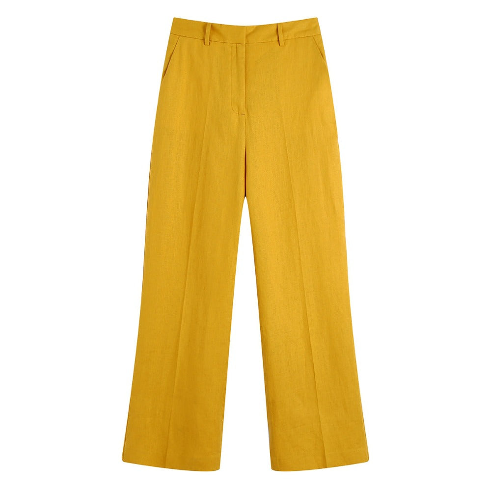 Summer Retro High Waist Yellow Trousers