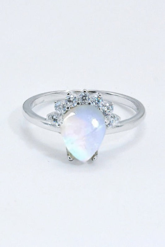 925 Sterling Silver Round Moonstone Ring