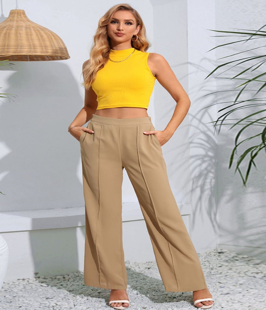 High Raise Pants with Pockets