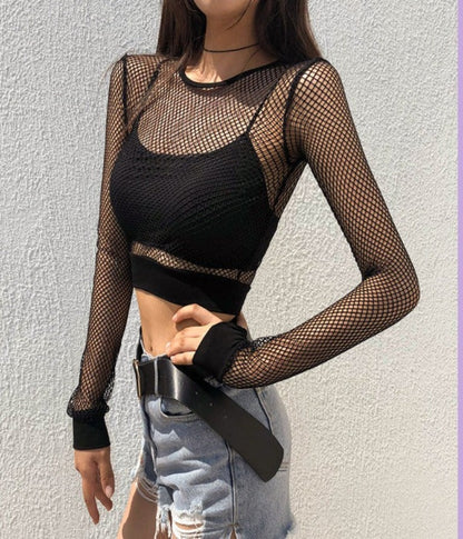 Mesh Hollow Out Cutout Top
