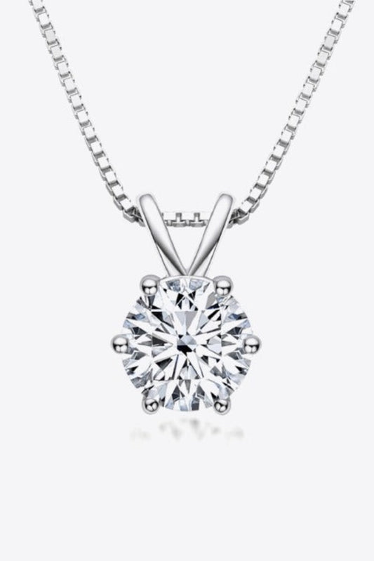 925 Sterling Silver Necklace With 1 Carat Moissanite Pendant