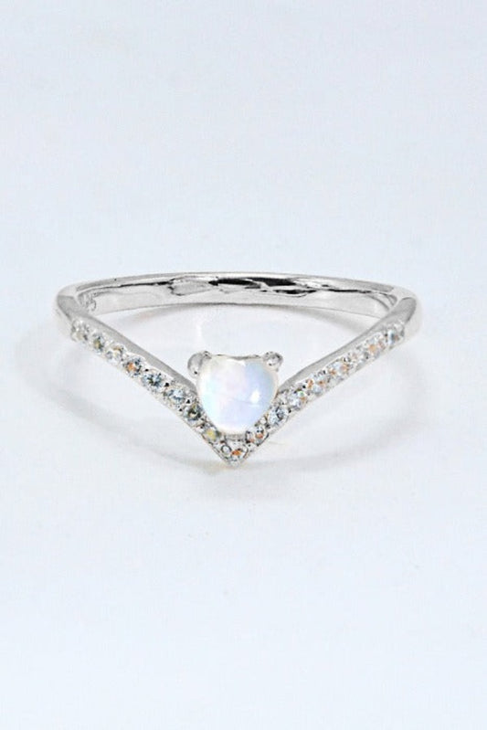 Heart-Shaped Moonstone Ring