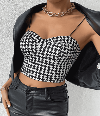 Sweetheart Neck Houndstooth Cami